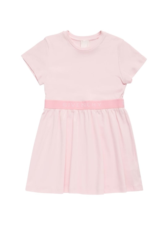 Givenchy: Cotton jersey shirt dress w/logo - Pink - kids-girls_0 | Luisa Via Roma
