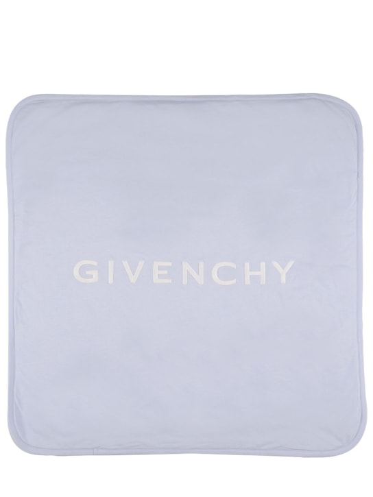 Givenchy: Manta de algodón jersey con logo - Azul Claro - kids-girls_0 | Luisa Via Roma