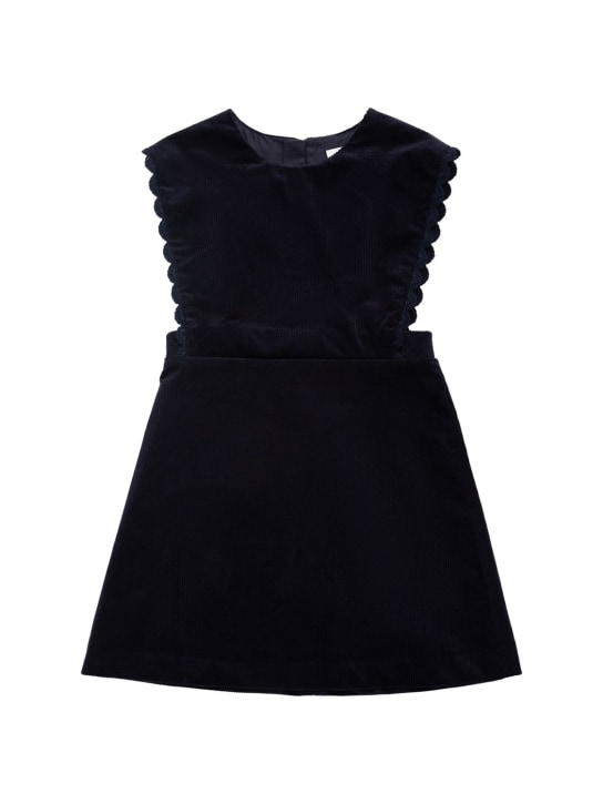 Chloé: Vestito in cotone organico millerighe - Navy - kids-girls_0 | Luisa Via Roma