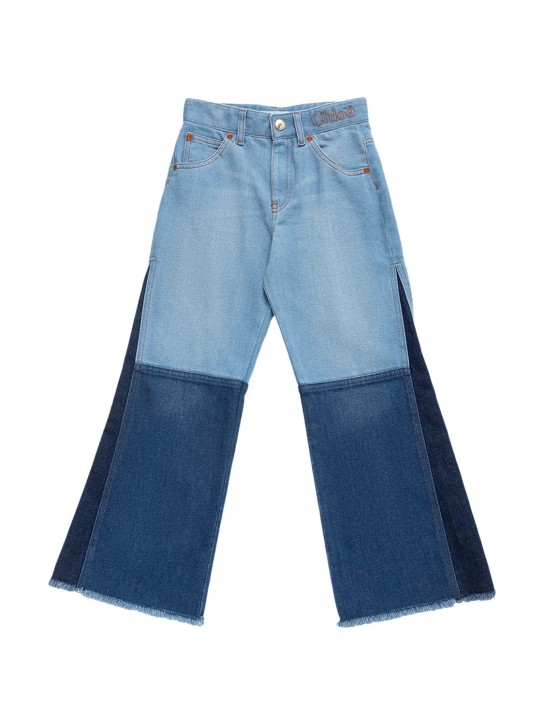 Chloé: Jeans de denim de algodón orgánico - Denim - kids-girls_0 | Luisa Via Roma