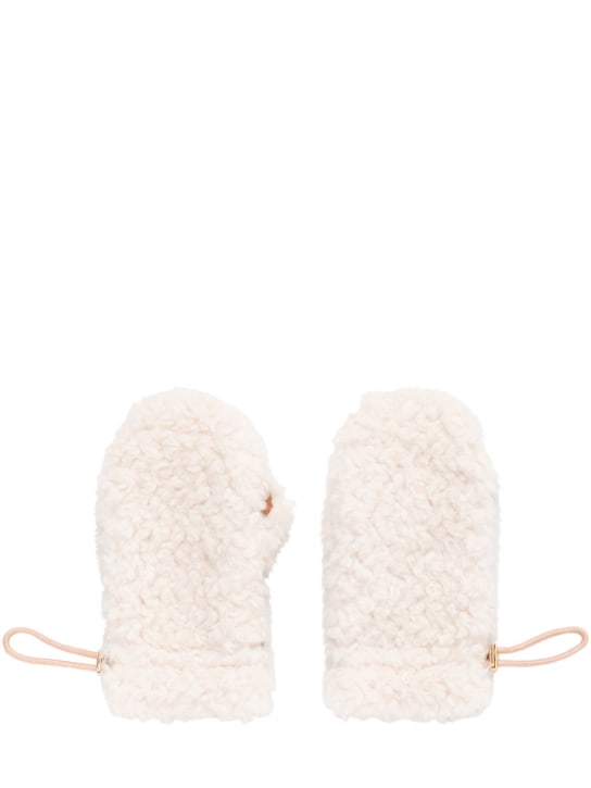 Chloé: Recycled faux teddy mittens - Ivory - kids-girls_1 | Luisa Via Roma
