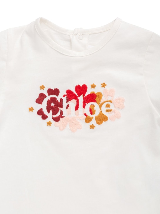 Chloé: 로고 오가닉 코튼 저지 티셔츠 - kids-girls_1 | Luisa Via Roma