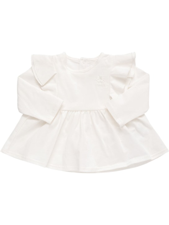 Chloé: オーガニックコットンTシ��ツ＆ショートパンツ - ホワイト/グレー - kids-girls_1 | Luisa Via Roma