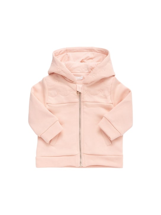 Chloé: Cotton sweatshirt & sweatpants - Pink - kids-girls_1 | Luisa Via Roma