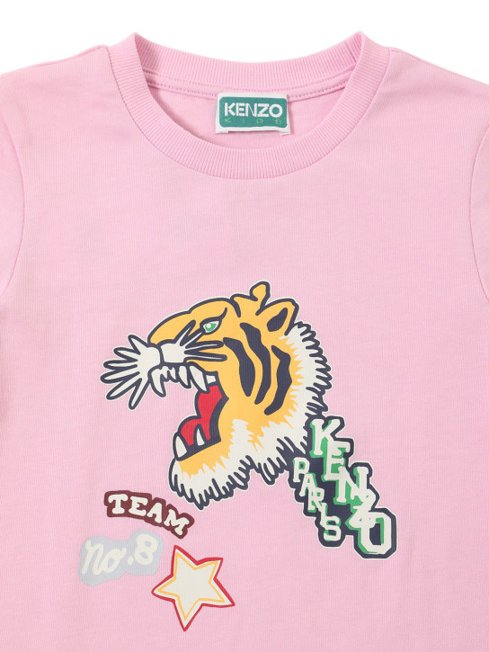 Kenzo Kids: Long sleeve cotton t-shirt w/logo - Pembe - kids-girls_1 | Luisa Via Roma