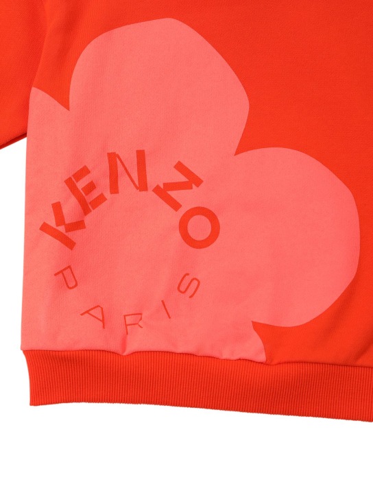 Kenzo Kids: Felpa in cotone con logo e cappuccio - Arancione - kids-girls_1 | Luisa Via Roma