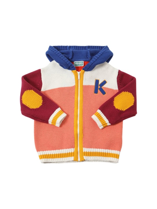 Kenzo Kids: Sudadera de punto con capucha y logo - Multicolor - kids-girls_1 | Luisa Via Roma
