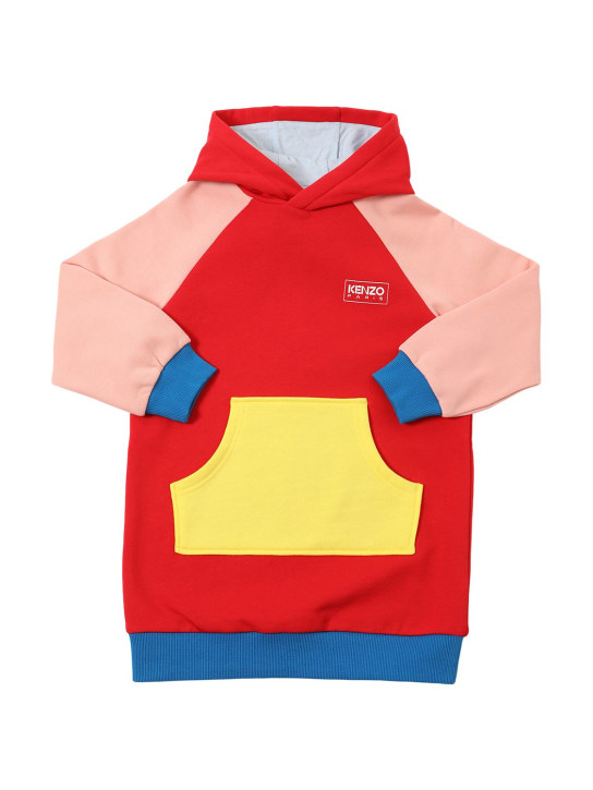 Kenzo Kids: Robe en molleton de coton color-block à logo - kids-girls_0 | Luisa Via Roma
