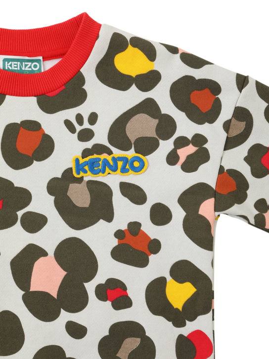 Kenzo Kids: Vestito in felpa di cotone con logo - Multicolore - kids-girls_1 | Luisa Via Roma