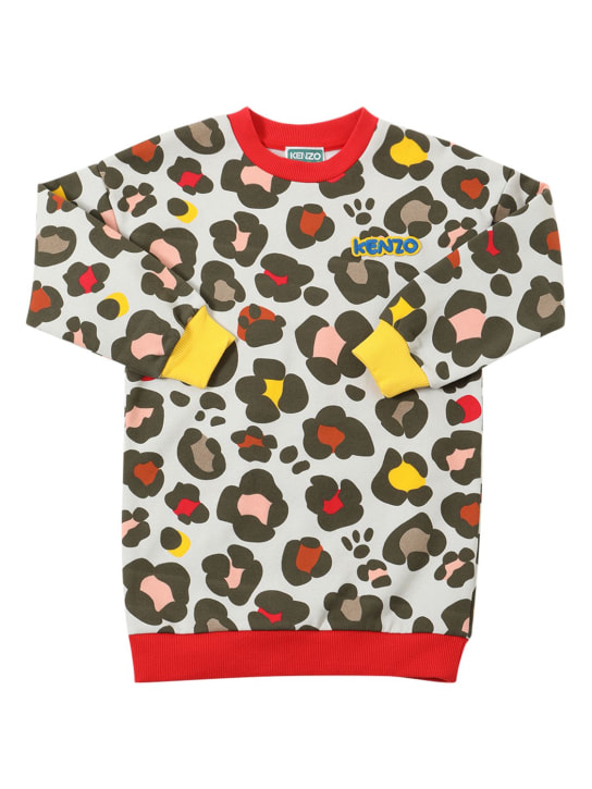 Kenzo Kids: Vestido de felpa de algodón con logo - Multicolor - kids-girls_0 | Luisa Via Roma