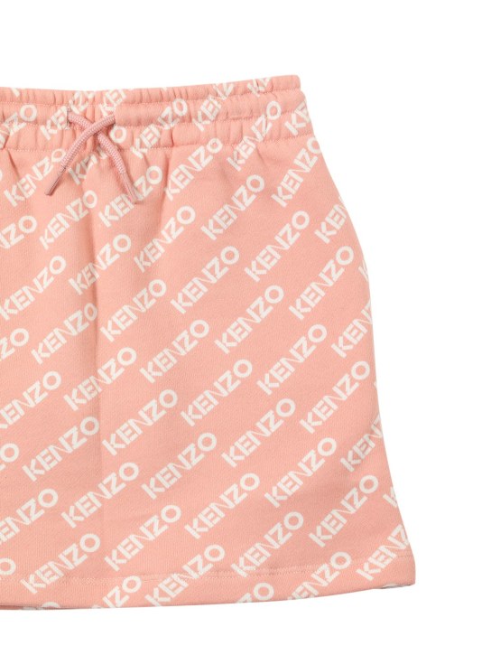 Kenzo Kids: Falda de felpa de algodón con logo - Rosa - kids-girls_1 | Luisa Via Roma