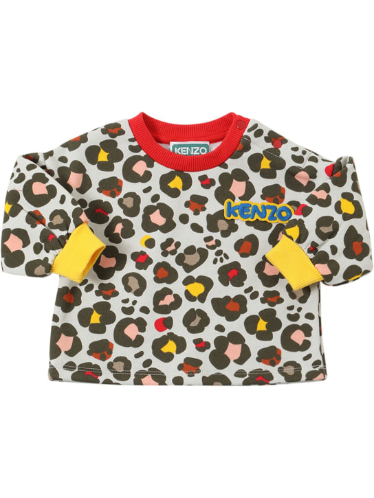 Kenzo Kids: Felpa in jersey di cotone con stampa - Multicolore - kids-girls_0 | Luisa Via Roma
