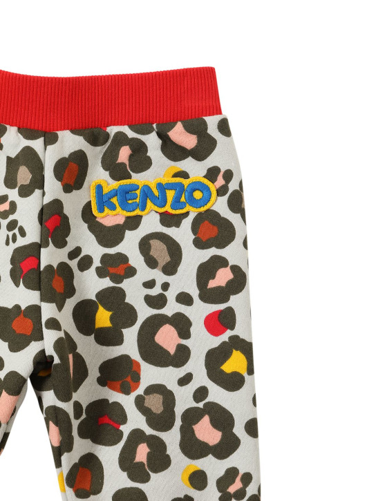 Kenzo Kids: Pantaloni in felpa di cotone stampato con logo - Multicolore - kids-girls_1 | Luisa Via Roma