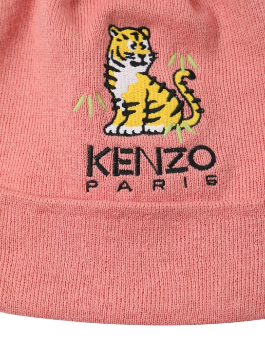 Kenzo Kids: Cappello beanie in cotone e cashmere / pompom - Rosa - kids-girls_1 | Luisa Via Roma