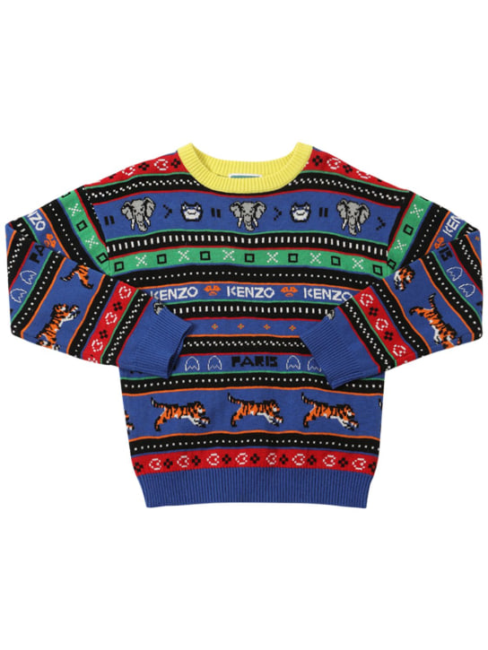 Kenzo Kids: Suéter de algodón - Azul - kids-boys_0 | Luisa Via Roma