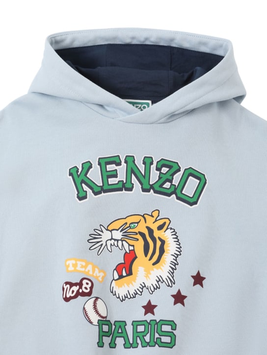 Kenzo Kids: Sweat en coton mélangé imprimé logo à capuche - kids-boys_1 | Luisa Via Roma