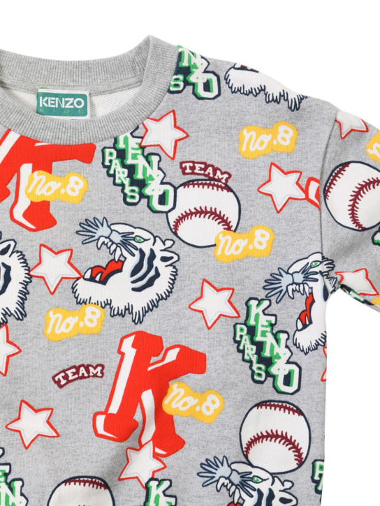 Kenzo Kids: Logo printed cotton crewneck sweatshirt - Grau/Bunt - kids-boys_1 | Luisa Via Roma
