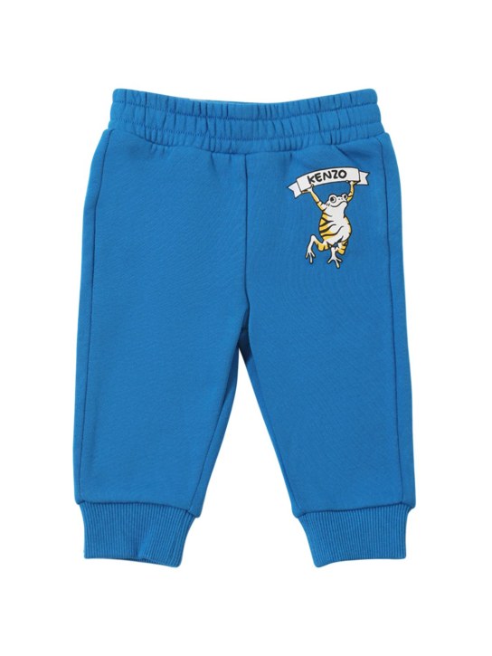 Kenzo Kids: Printed cotton sweatpants w/logo - Blue - kids-boys_0 | Luisa Via Roma