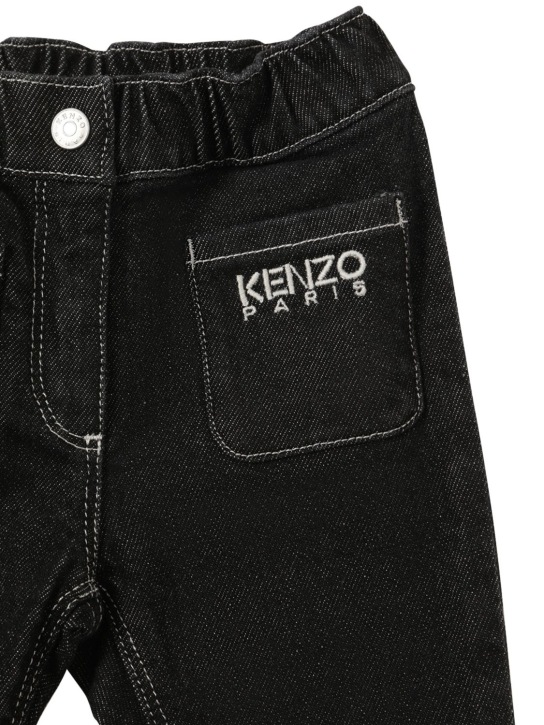 Kenzo Kids: Jean en denim de coton à logo brodé - Denim - kids-boys_1 | Luisa Via Roma