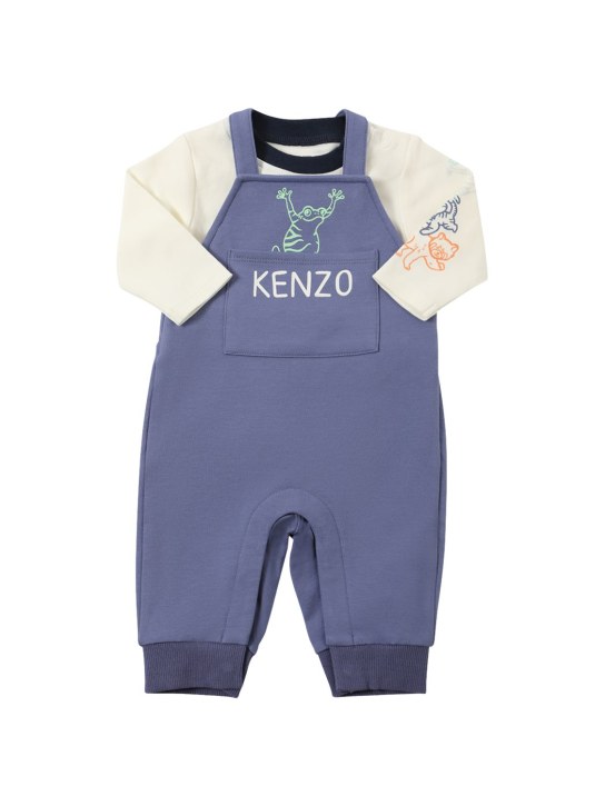 Kenzo Kids: T-shirt & salopette en coton biologique - kids-boys_0 | Luisa Via Roma