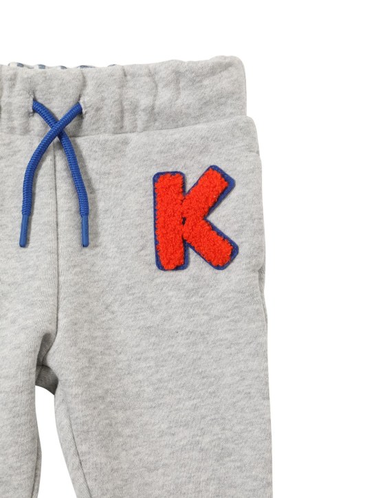 Kenzo Kids: Cotton blend sweatpants w/ logo patch - Grey - kids-boys_1 | Luisa Via Roma