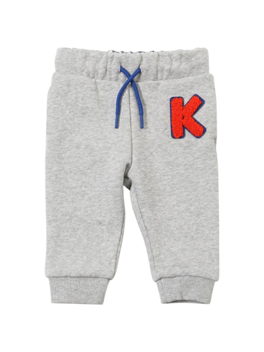 Kenzo Kids: Jogging en coton mélangé avec patch logo - Gris - kids-boys_0 | Luisa Via Roma