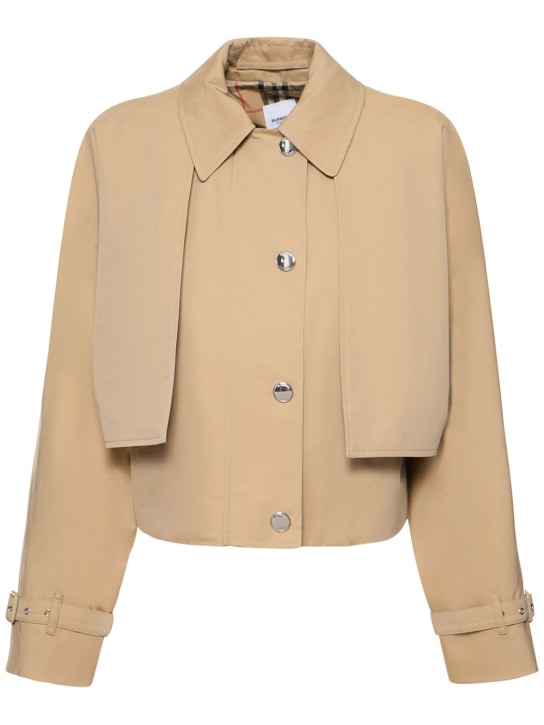 Burberry: Pippa cotton gabardine cropped jacket - Honey - women_0 | Luisa Via Roma