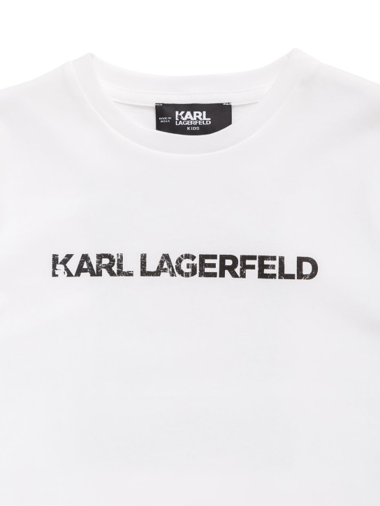Karl Lagerfeld: Camiseta de jersey de algodón orgánico con logo - Blanco - kids-boys_1 | Luisa Via Roma