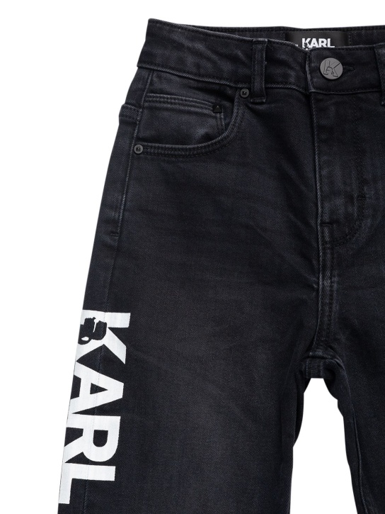 Karl Lagerfeld: Jeans de denim de algodón con logo - Negro - kids-boys_1 | Luisa Via Roma