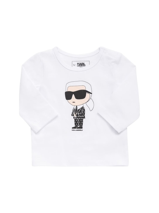 Karl Lagerfeld: T-shirt & jogging en coton mélangé - Blanc/Noir - kids-boys_1 | Luisa Via Roma