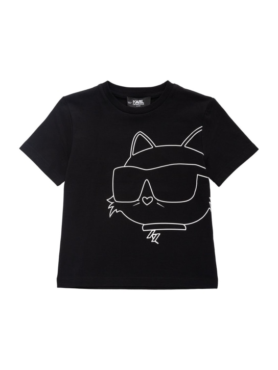 Karl Lagerfeld: T-shirt en jersey de coton biologique mélangé - kids-girls_0 | Luisa Via Roma