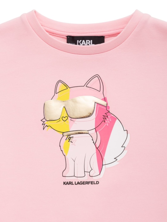 Karl Lagerfeld: Printed cotton blend sweatshirt w/logo - kids-girls_1 | Luisa Via Roma