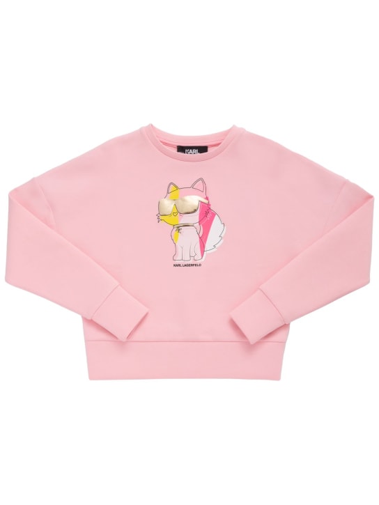 Karl Lagerfeld: Printed cotton blend sweatshirt w/logo - kids-girls_0 | Luisa Via Roma