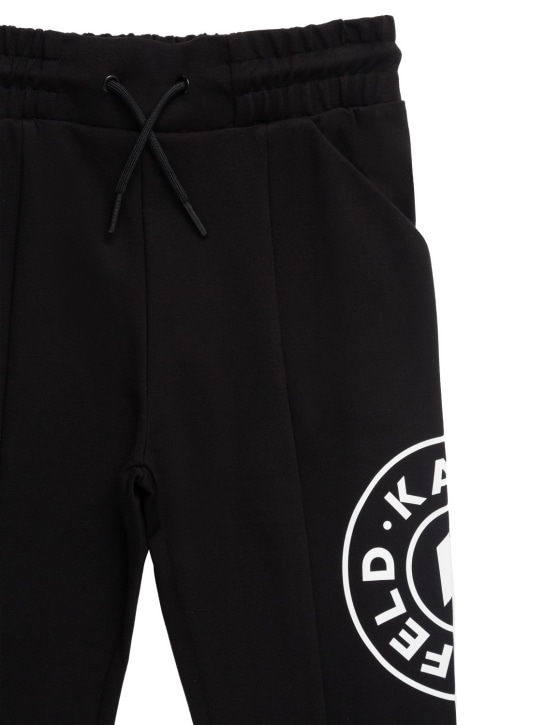 Karl Lagerfeld: Pantalon en viscose mélangée à logo - Noir - kids-girls_1 | Luisa Via Roma