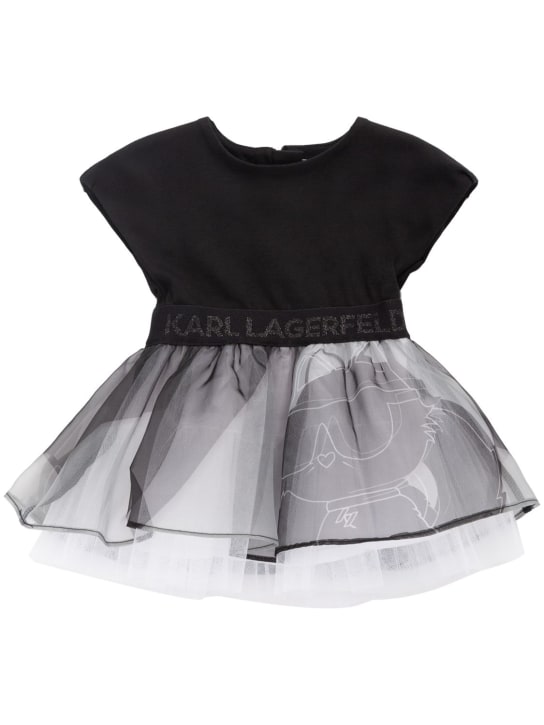 Karl Lagerfeld: Organic cotton blend dress w/logo - Schwarz - kids-girls_0 | Luisa Via Roma