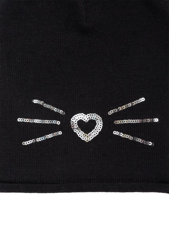 Karl Lagerfeld: Gorro beanie de algodón con orejas de gato - Negro - kids-girls_1 | Luisa Via Roma