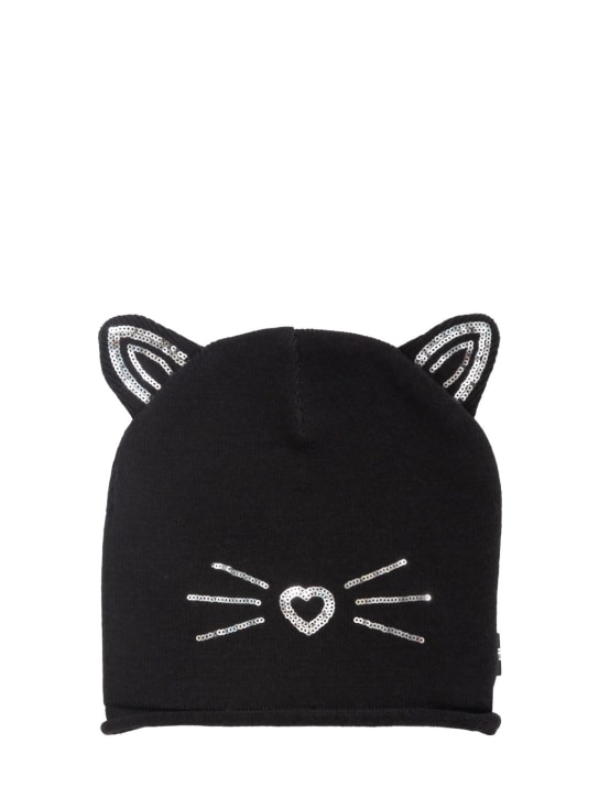 Karl Lagerfeld: Gorro beanie de algodón con orejas de gato - Negro - kids-girls_0 | Luisa Via Roma