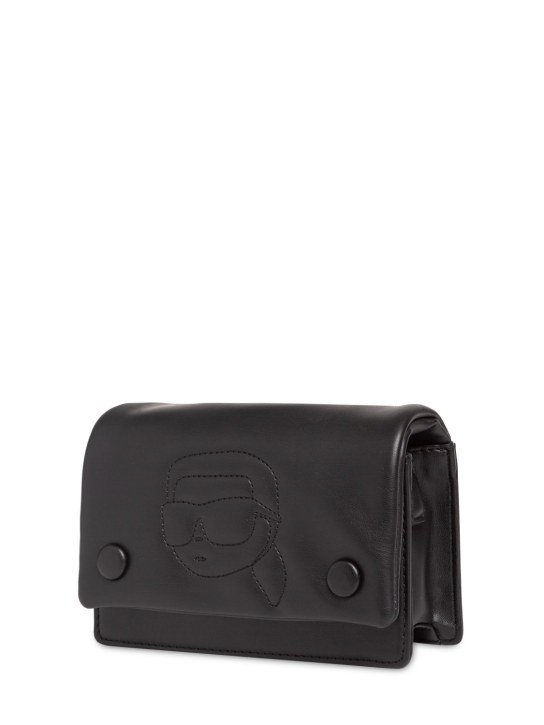 Karl Lagerfeld: Faux leather shoulder bag w/logo - Siyah - kids-girls_1 | Luisa Via Roma