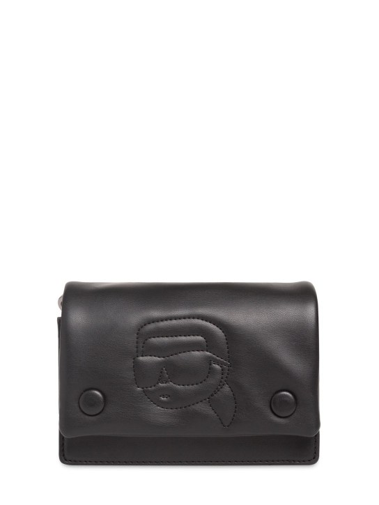 Karl Lagerfeld: Faux leather shoulder bag w/logo - Siyah - kids-girls_0 | Luisa Via Roma