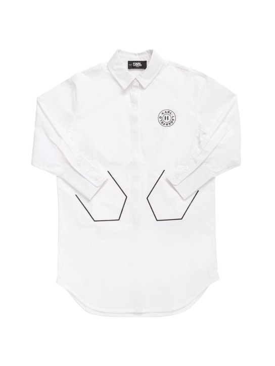 Karl Lagerfeld: Cotton poplin shirt dress - White - kids-girls_0 | Luisa Via Roma