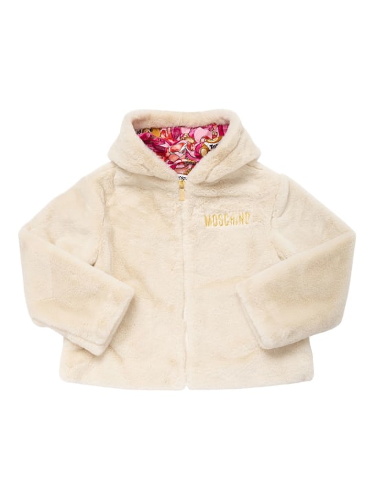 Moschino: Faux fur jacket - Beyaz - kids-girls_0 | Luisa Via Roma