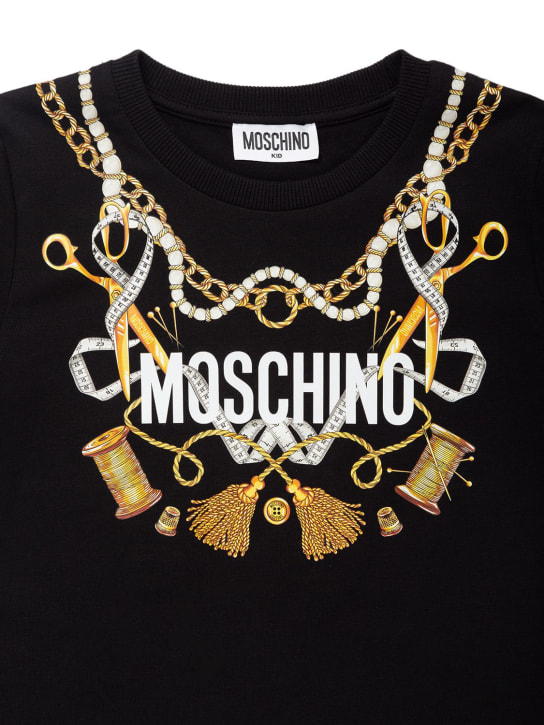 Moschino: Camiseta de jersey de algodón estampada - Negro - kids-girls_1 | Luisa Via Roma