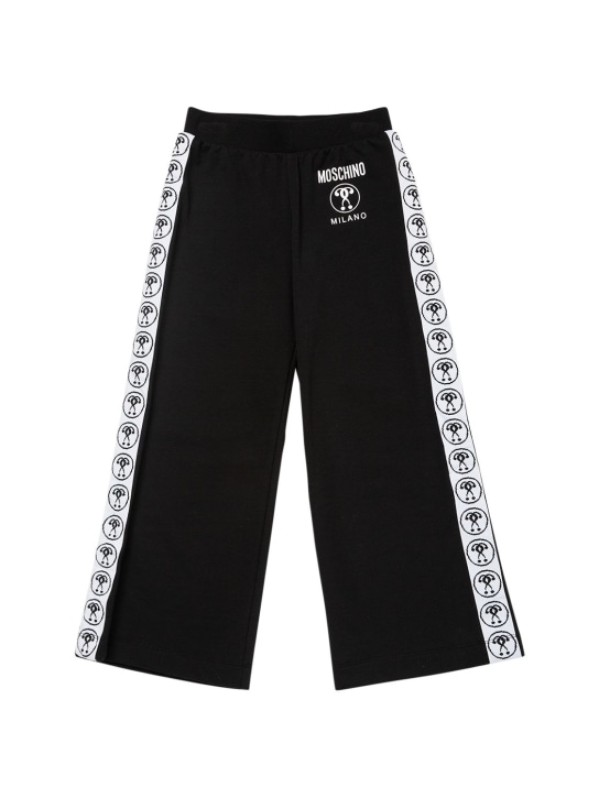 Moschino: Pantalon en coton à logo - Noir - kids-girls_0 | Luisa Via Roma