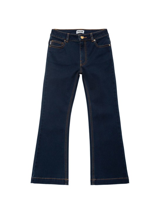Moschino: Stretch cotton denim jeans - Denim - kids-girls_0 | Luisa Via Roma