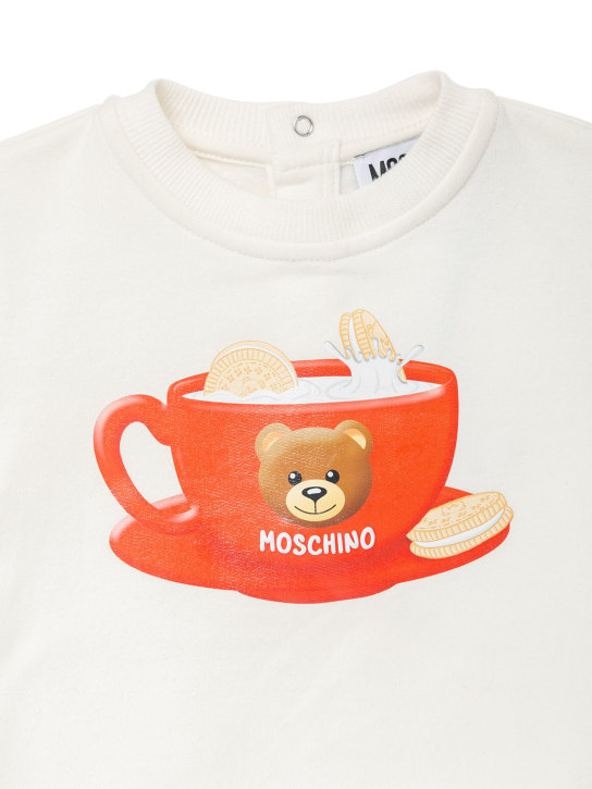Moschino: Robe sweat en coton imprimé - Blanc - kids-girls_1 | Luisa Via Roma