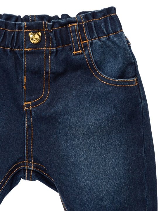 Moschino: Stretch cotton denim jeans - Denim - kids-girls_1 | Luisa Via Roma