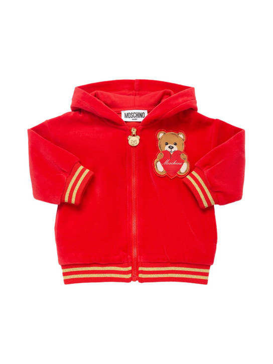 Moschino: Chenille sweatshirt & sweatpants - Red - kids-girls_1 | Luisa Via Roma