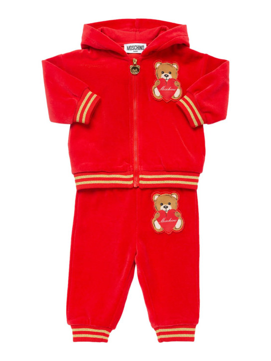 Moschino: Chenille sweatshirt & sweatpants - Red - kids-girls_0 | Luisa Via Roma