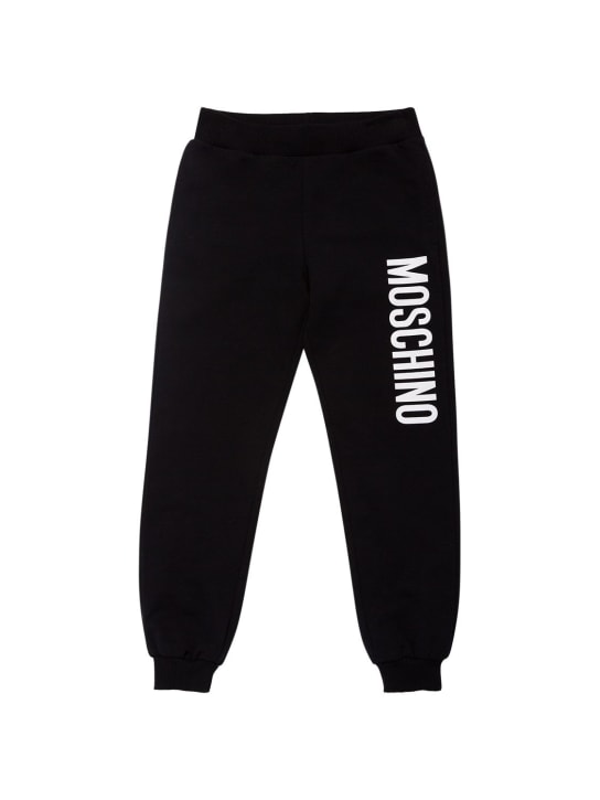 Moschino: Pantalon en coton à logo caoutchouté - kids-boys_0 | Luisa Via Roma