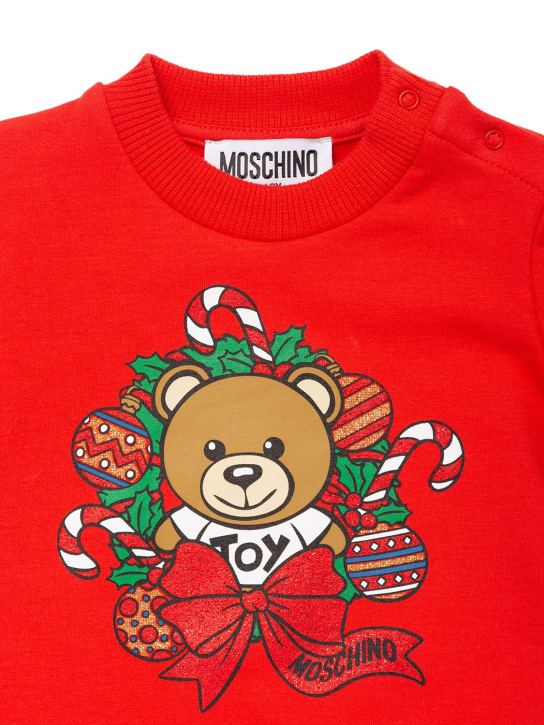 Moschino: Sweat-shirt en coton caoutchouté - Rouge - kids-girls_1 | Luisa Via Roma